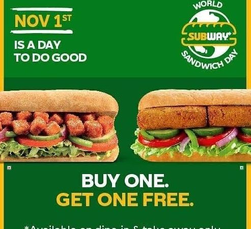 Subway to Celebrate World Sandwich Day with #GoodComesBack Campaign and Bogo Offer on November 1