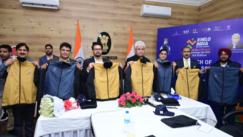 Anurag Singh Thakur along with LG J&K launches 3rd Khelo India Winter Games Mascot, Theme Song and Jersey