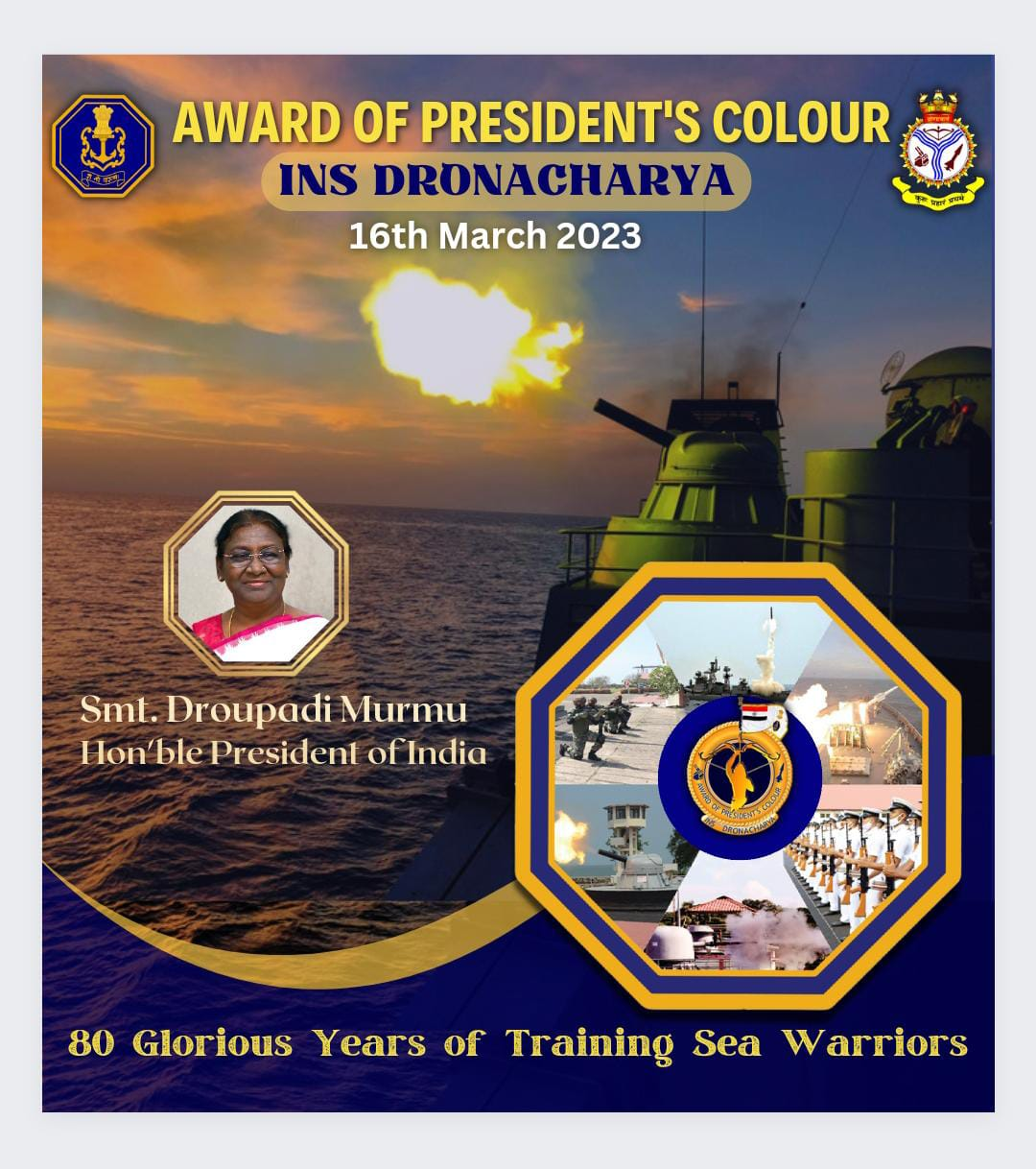 CURTAIN RAISER AWARD OF PRESIDENT’S COLOUR TO INS DRONACHARYA