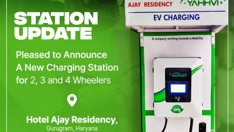 Yahhvi – EV Charging installed Fast Charging points at Kherki Daula Toll Plaza Situated Hotel Ajay Residency to electrify Delhi – Jaipur Highway