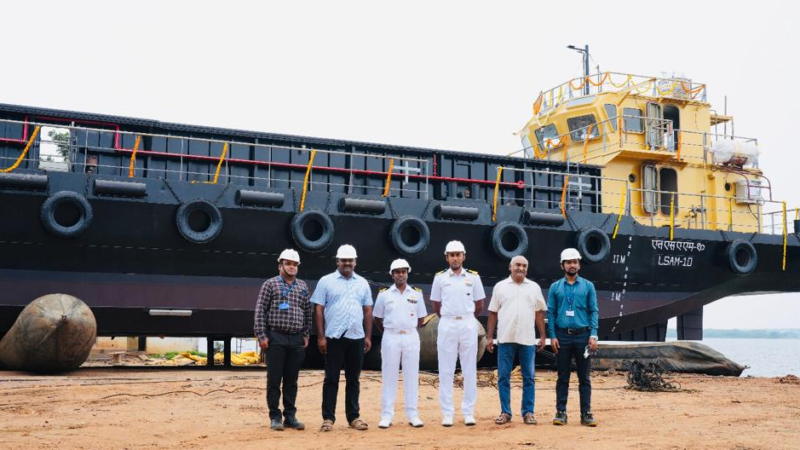 LAUNCH OF MISSILE CUM AMMUNITION (MCA) BARGE, LSAM 10 (YARD 78)