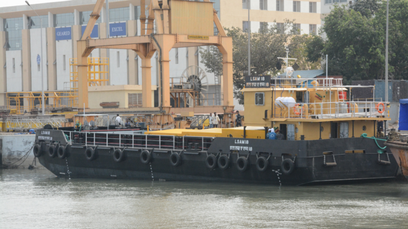 Missile Barge Boat LSAM 18 (Yard 128) with Ammunition cum Torpedo Facility commissioned at Naval Dockyard