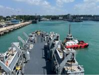 Indian Navy’s first training squadron arrives at Changi Naval Base in Singapore