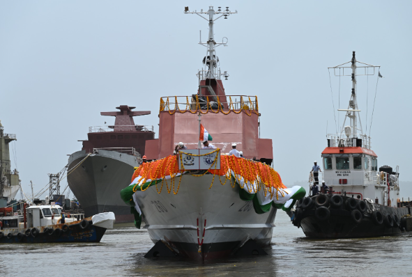 Goa Shipyard Launches 5th Patrol Ship for Coast Guard