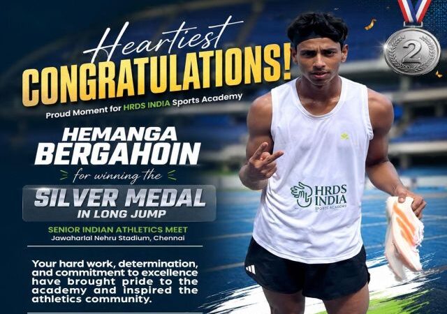 ​HRDS INDIA Sports Academy Athlete Hemanga Borgohain Wins Silver at Senior Indian Athletics Meet in Chennai